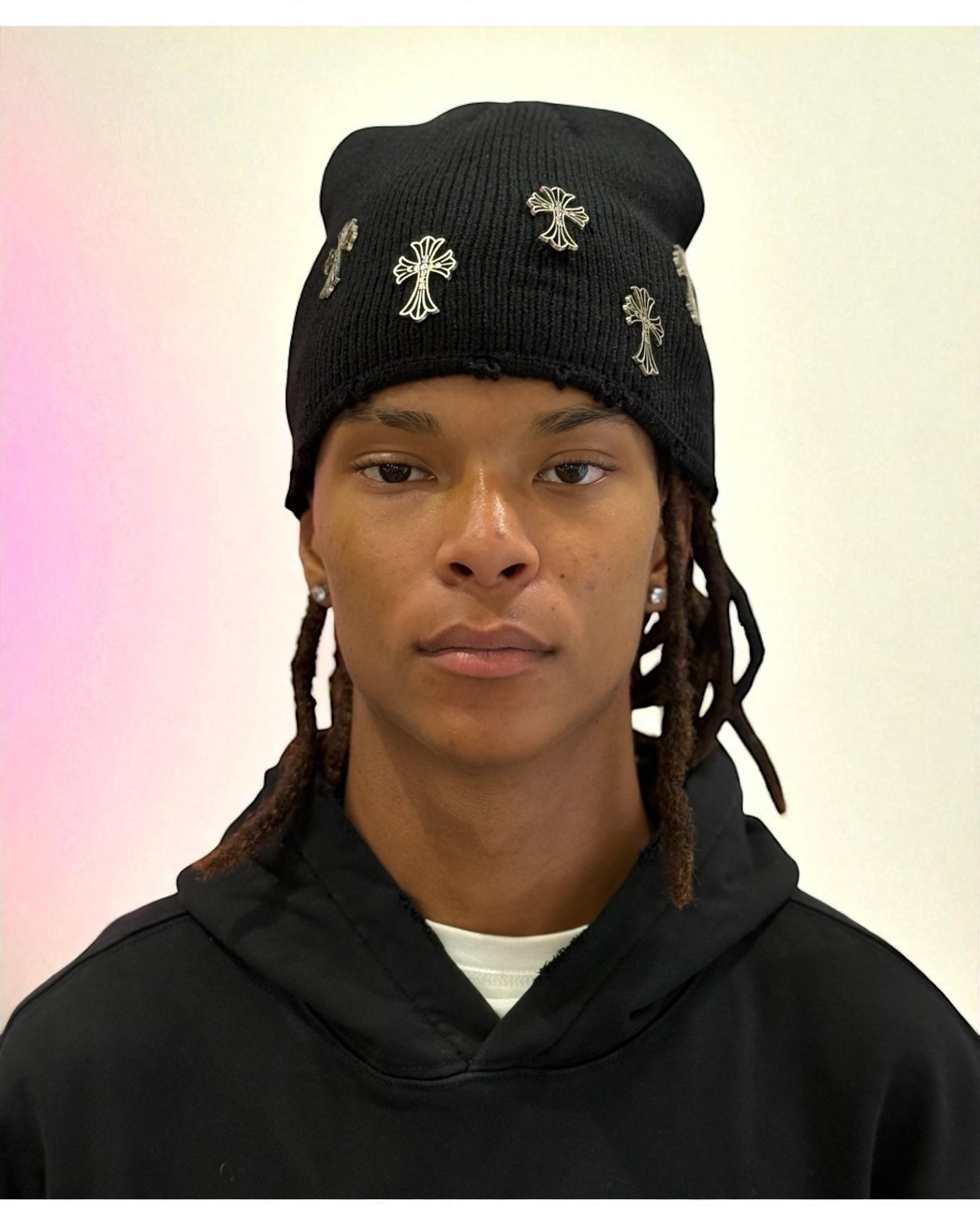 CROSS OVER BEANIE BLACK