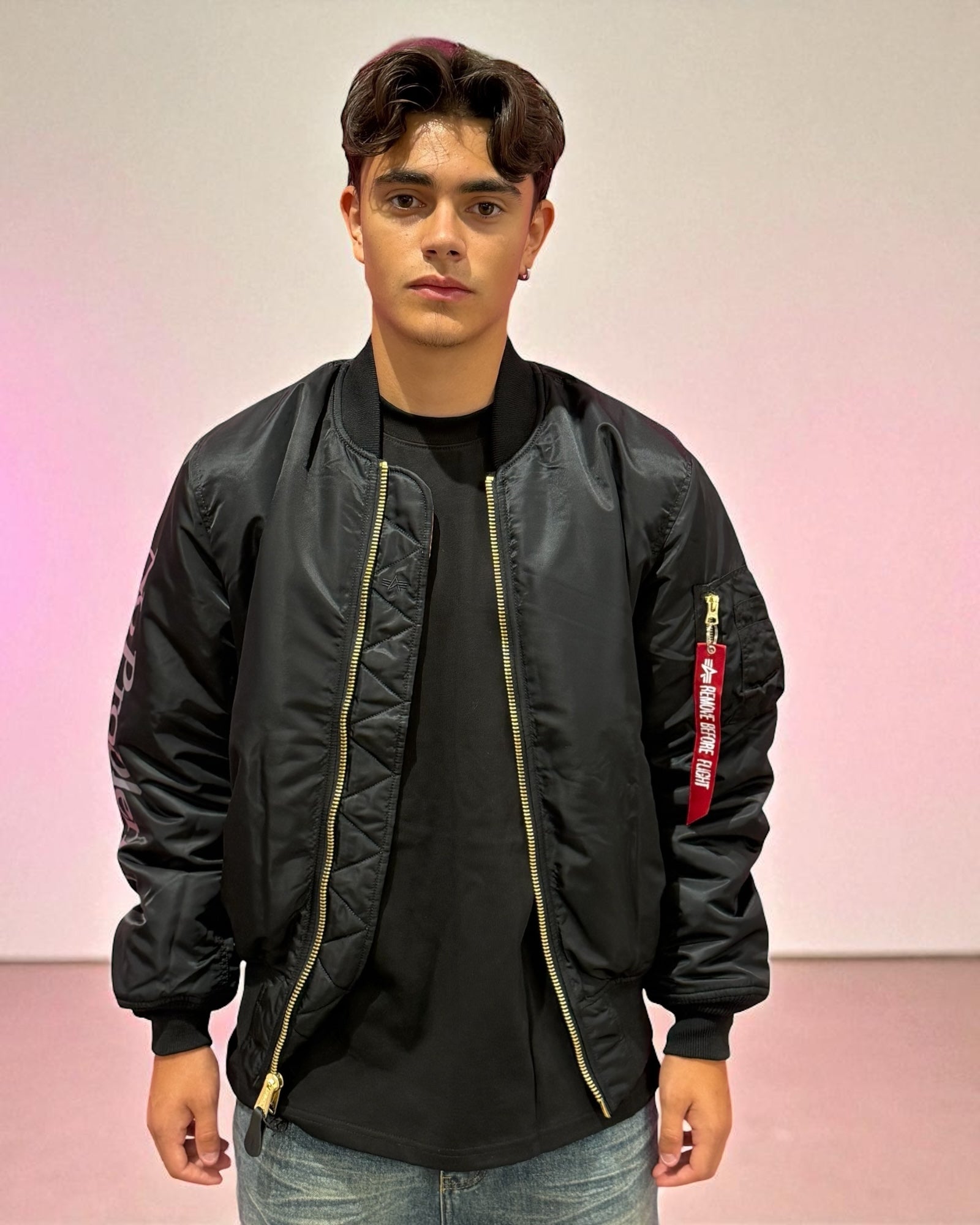 NO PROBLEMO X ALPHA INDUSTRIES MA-1 JACKET BLACK