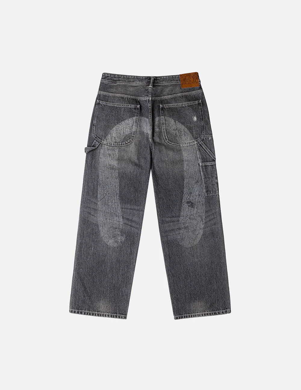 Washed and Distressed Daicock Print Relax Fit Jeans