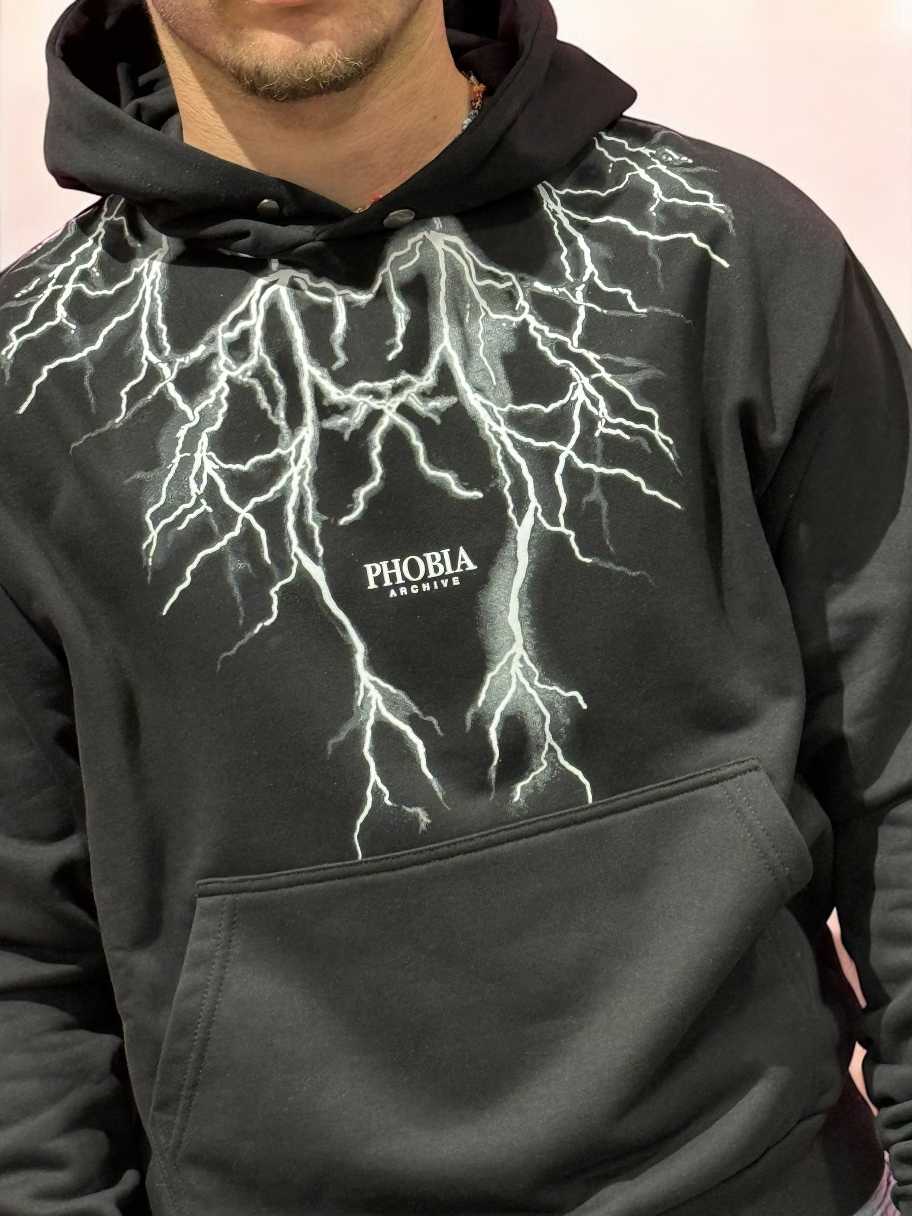 HOODIE BLACK WHITE LIGHTNING