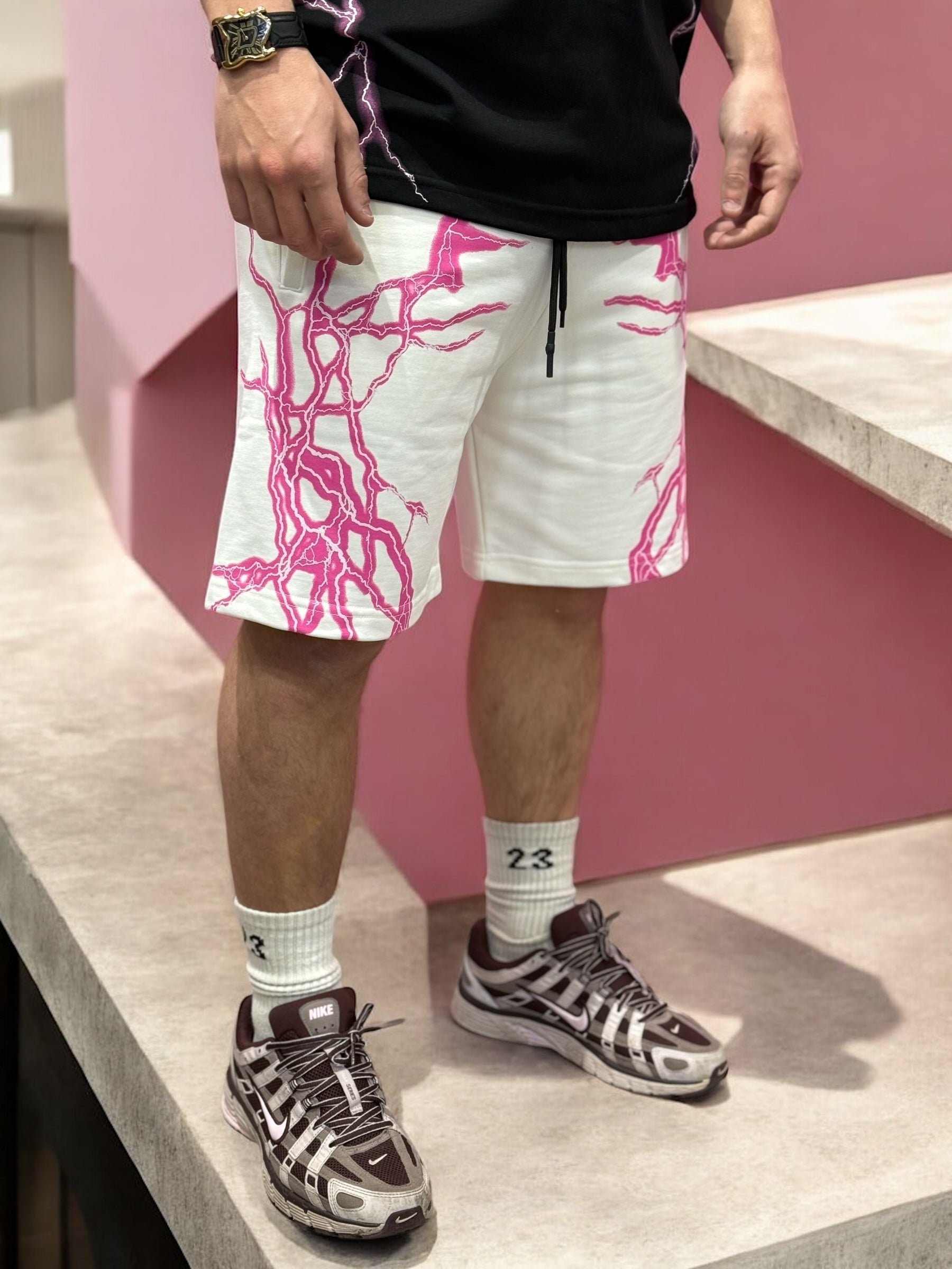 PHOBIA WHITE SHORTS LATERAL PINK