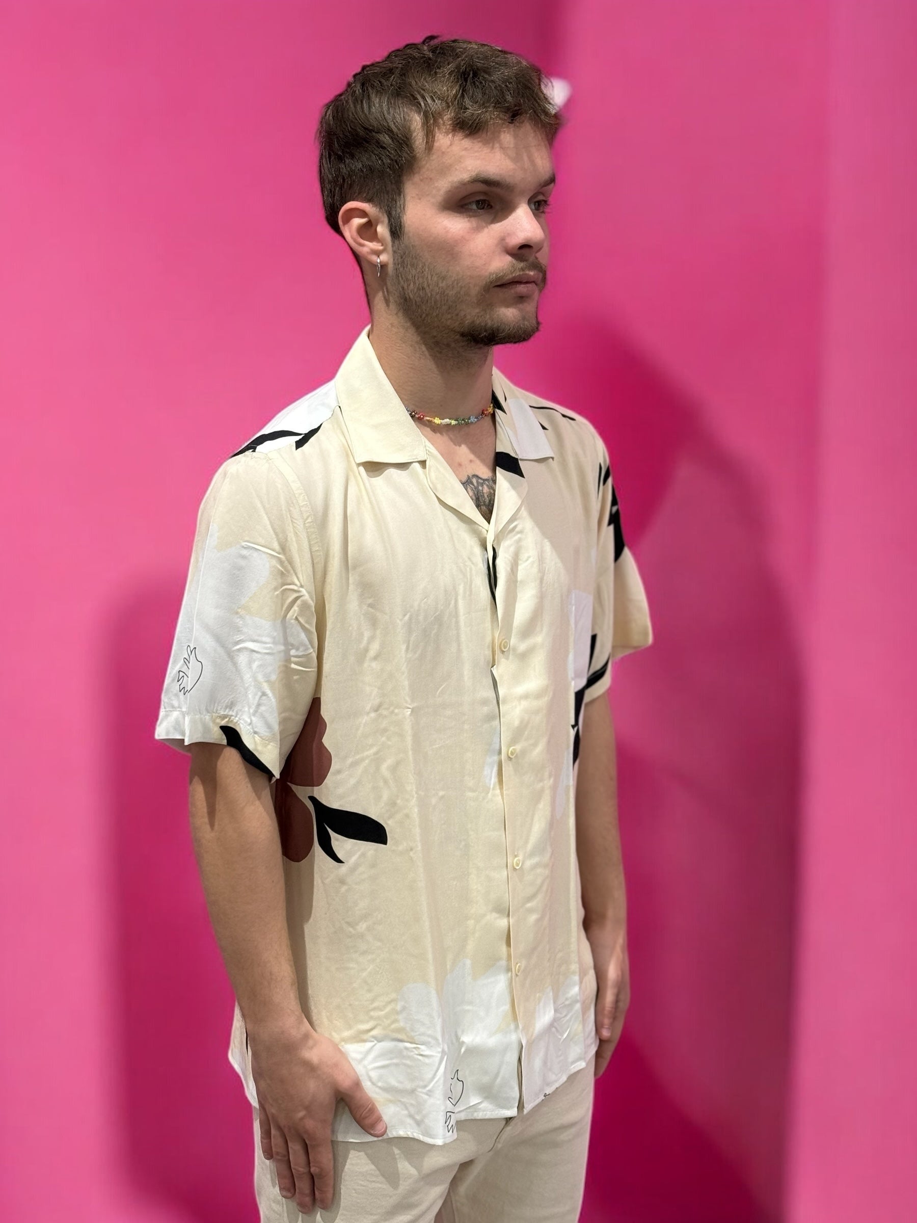 CAMICIA CREAM FLOREAL OVER/D