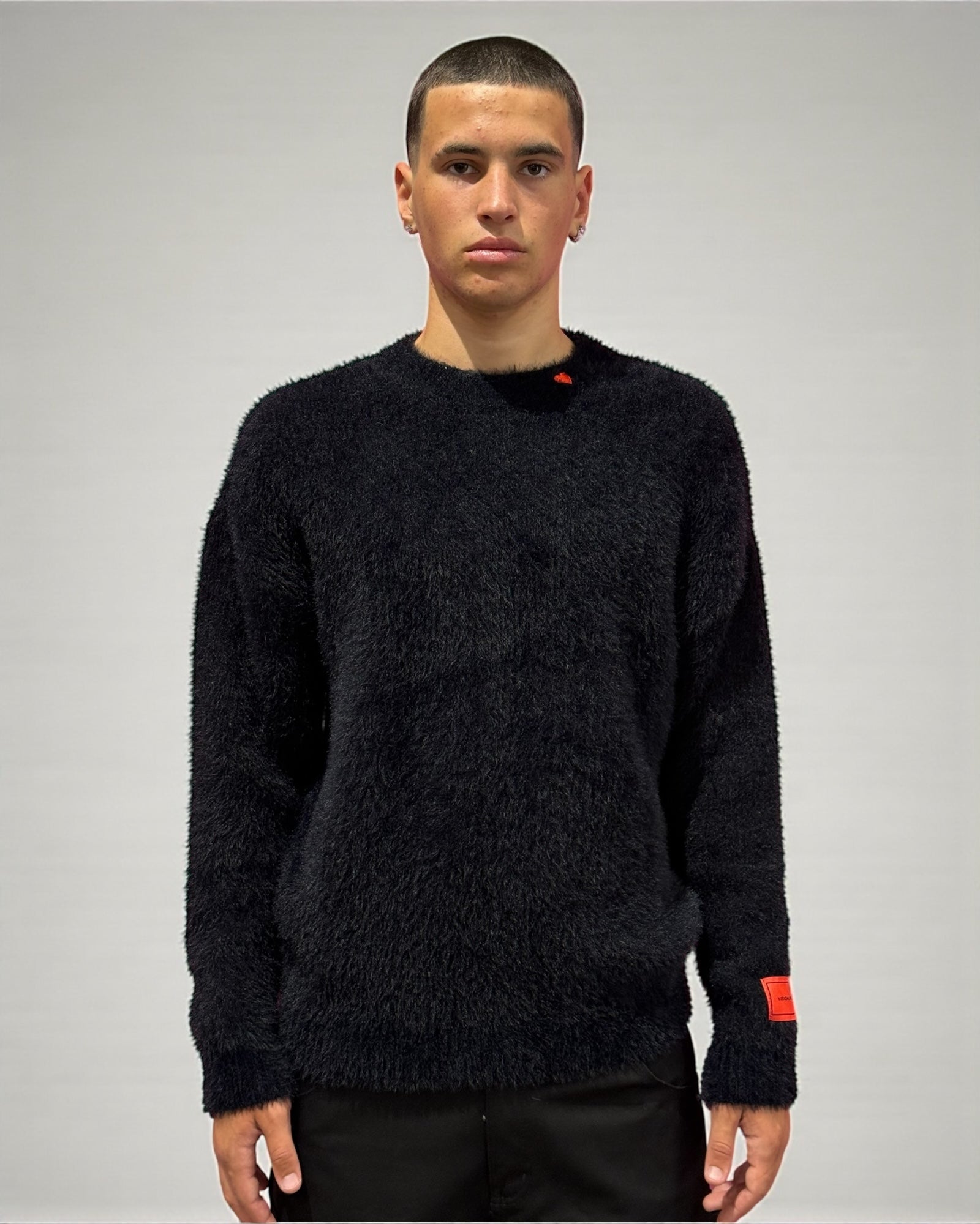 BLACK SWEATER EMBROIDERED ON NECK