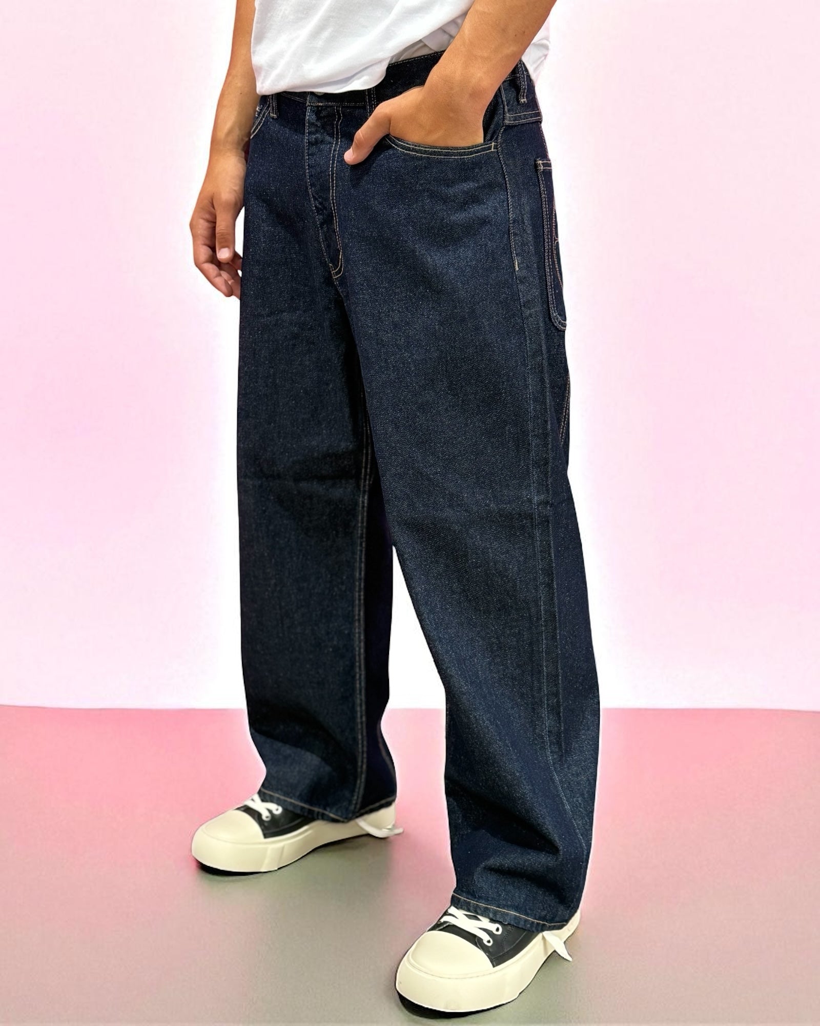 XL Embroidery Denim Pants BLUE