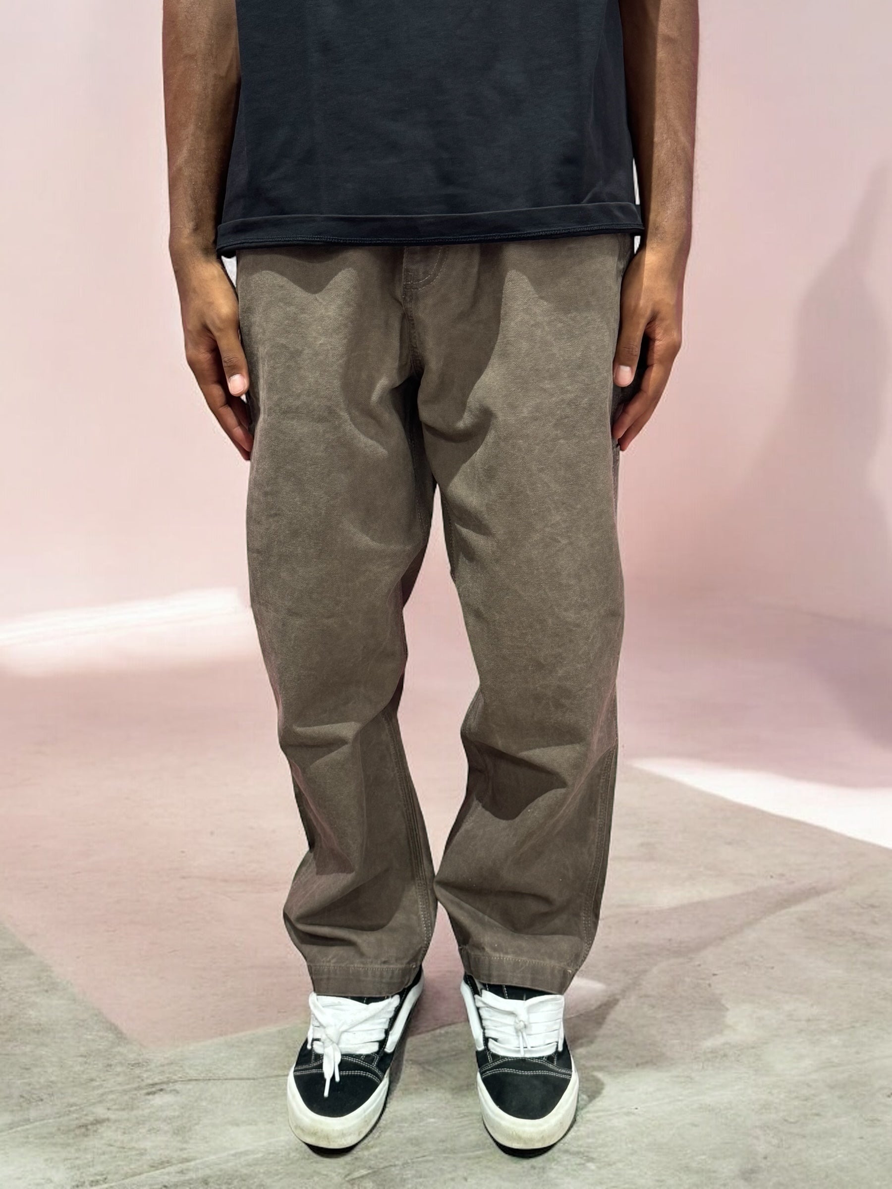 BROWN WASHED DENIM FLAMES ON POCKET