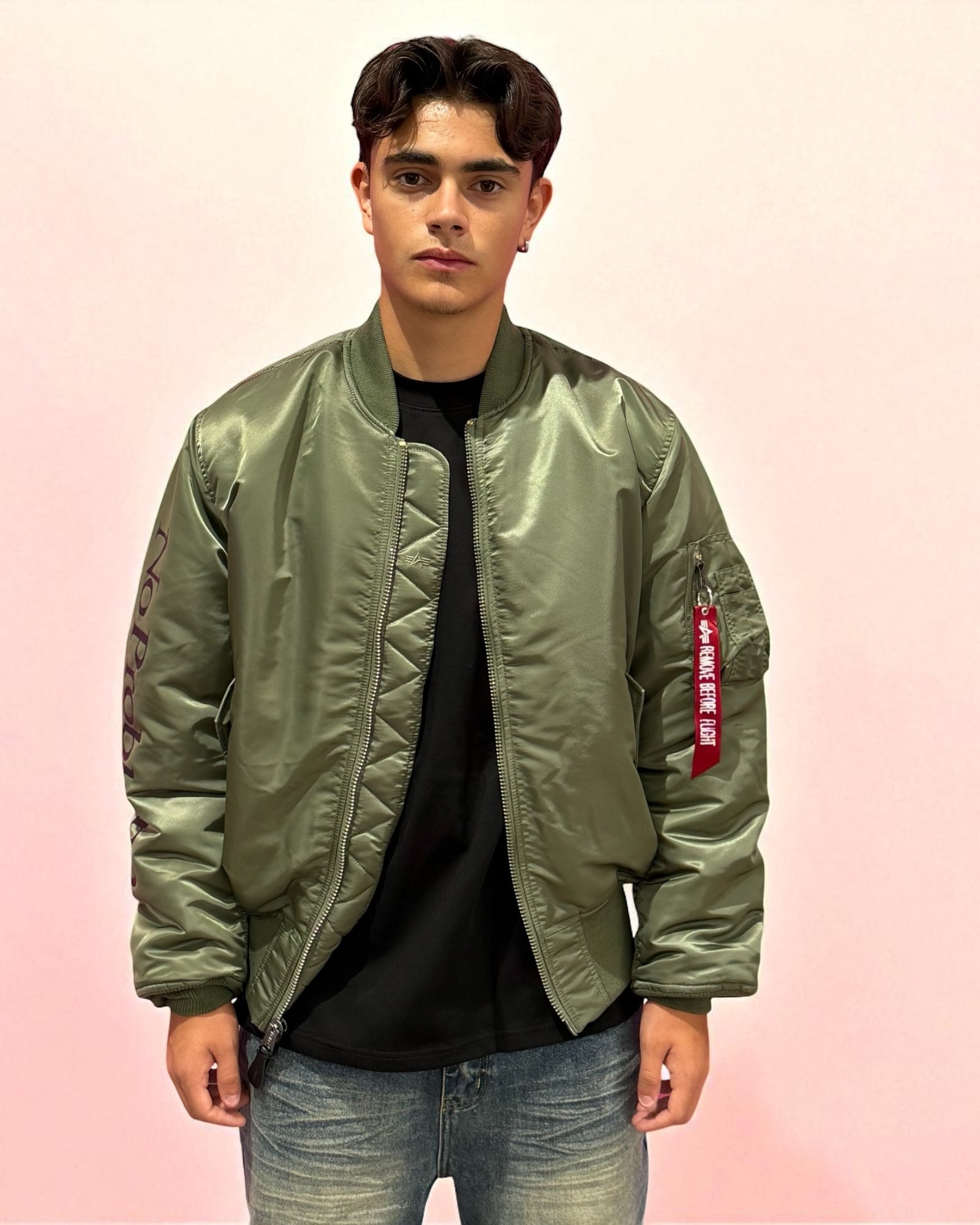 NO PROBLEMO X ALPHA INDUSTRIES MA-1 JACKET GREEN