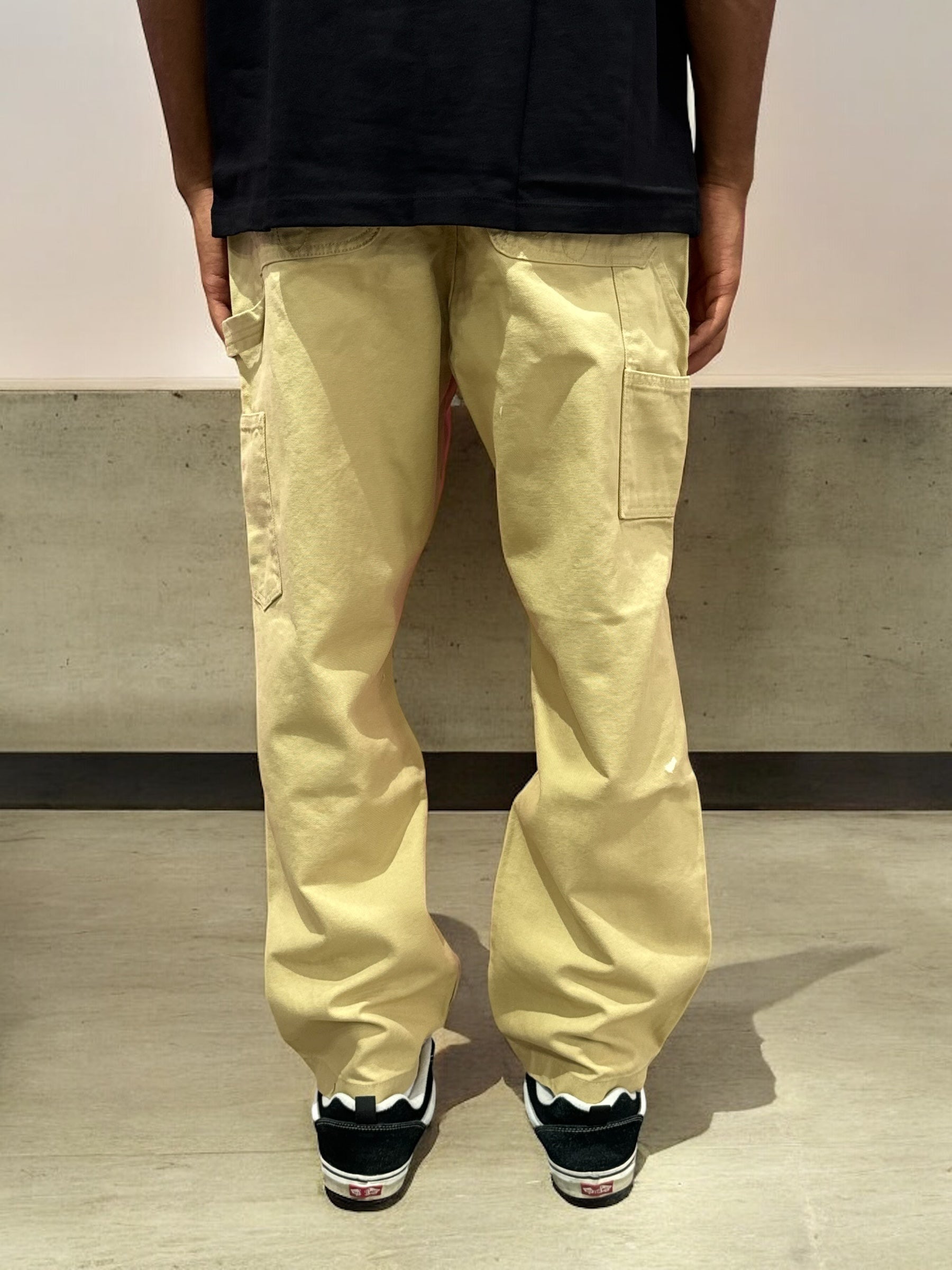 BEIGE WORKER DENIM EMBROIDERED FLAMES
