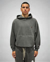 STONE WASH BLACK HOODIE WITH EMBROIDERED