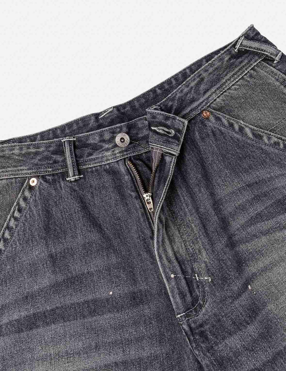 Washed Brushstroke Daicock Print Regular Fit Denim Jacket
