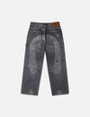 Washed and Distressed Daicock Print Relax Fit Jeans