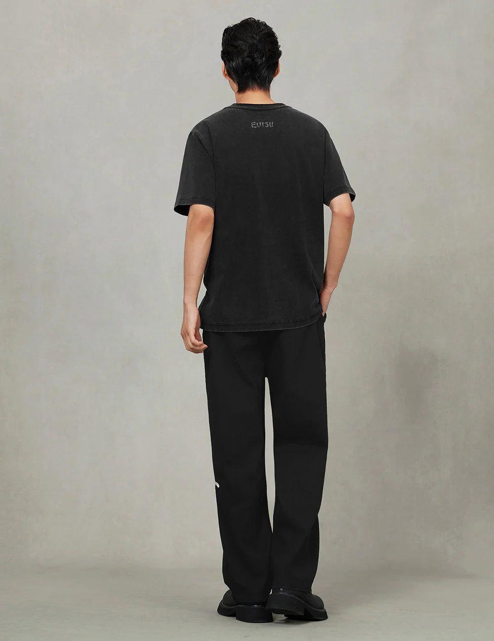 Hand-Drawn Seagull Print Relax Fit T-Shirt BLCK