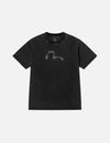 Hand-Drawn Seagull Print Relax Fit T-Shirt BLCK