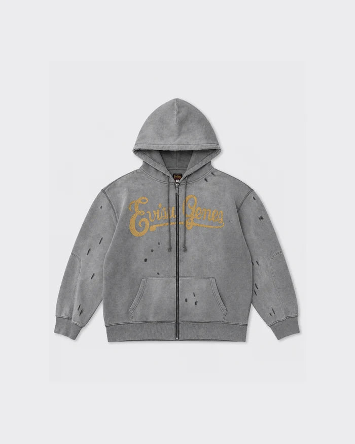 FELPA CON CAPPUCCIO GENES LOGO ZIP-UP GRIGIA
