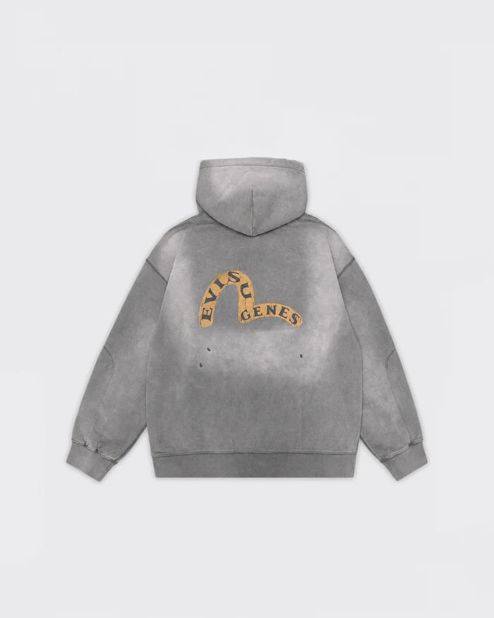 FELPA CON CAPPUCCIO GENES LOGO ZIP-UP GRIGIA