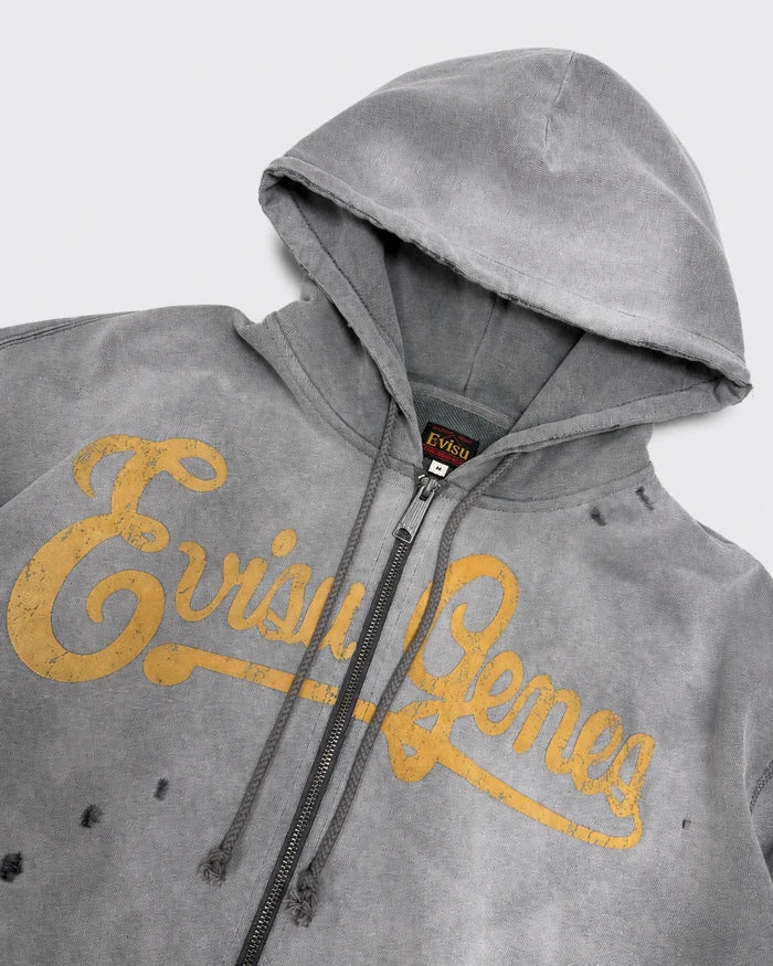 FELPA CON CAPPUCCIO GENES LOGO ZIP-UP GRIGIA