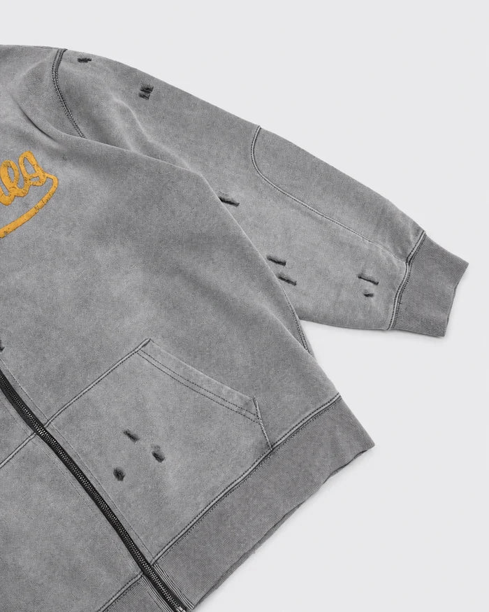 FELPA CON CAPPUCCIO GENES LOGO ZIP-UP GRIGIA