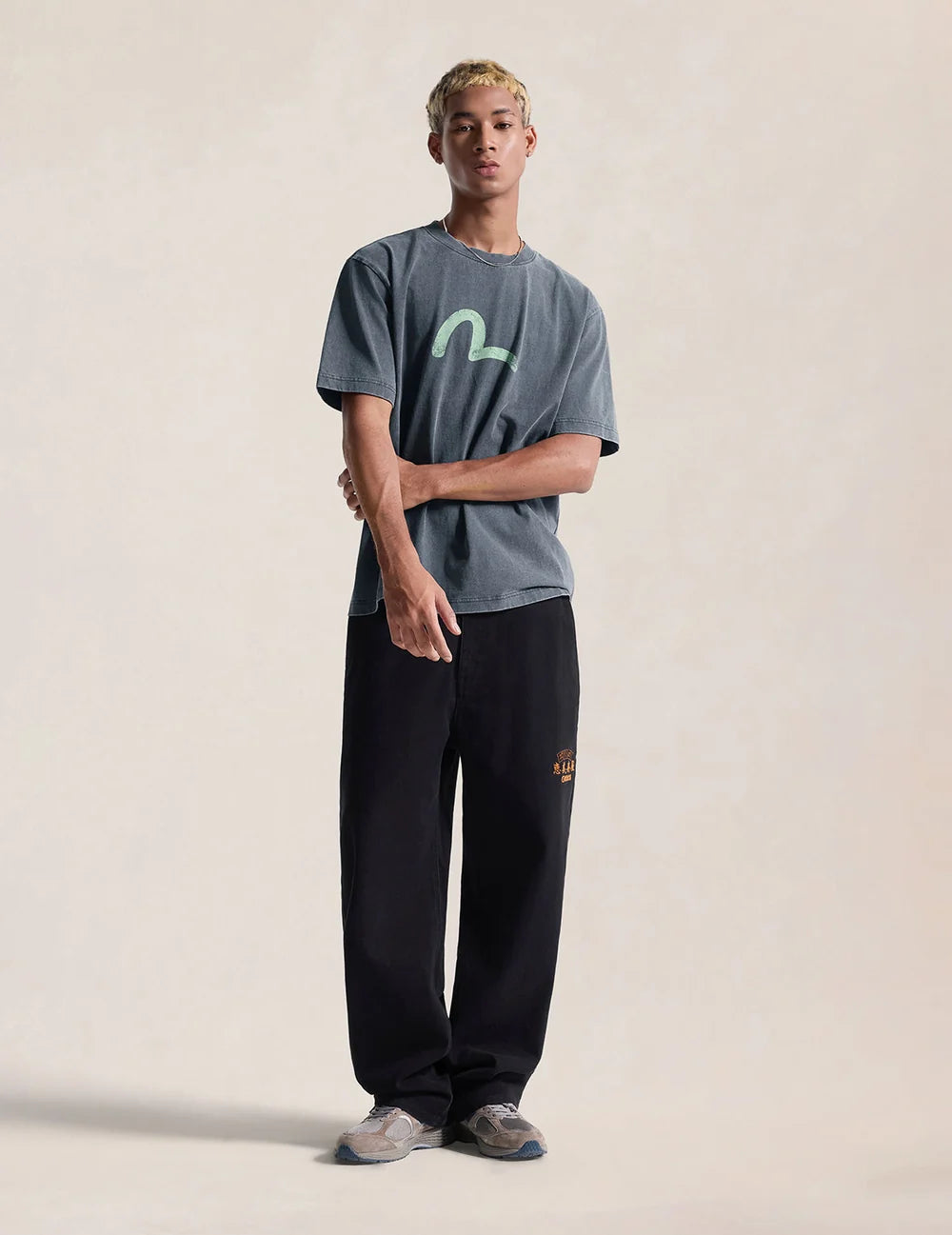 T-shirt con stampa Ebisu & Seagull BLU WASHED