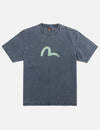 T-shirt con stampa Ebisu & Seagull BLU WASHED