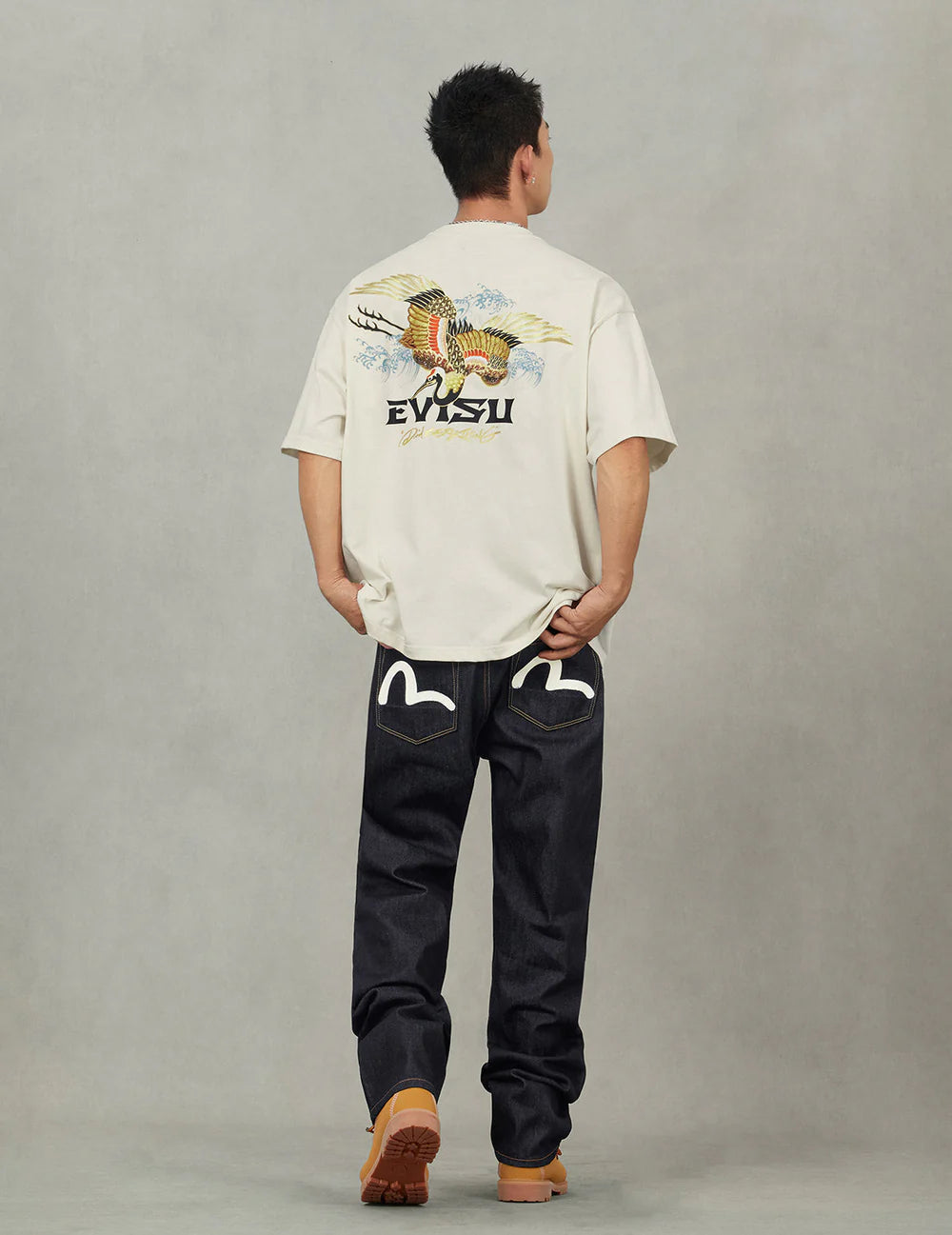 Jeans Regular Fit con tasche con stampa gabbiano #2020