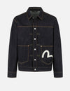 Giacca di jeans relax con stampa gabbiano ecru
