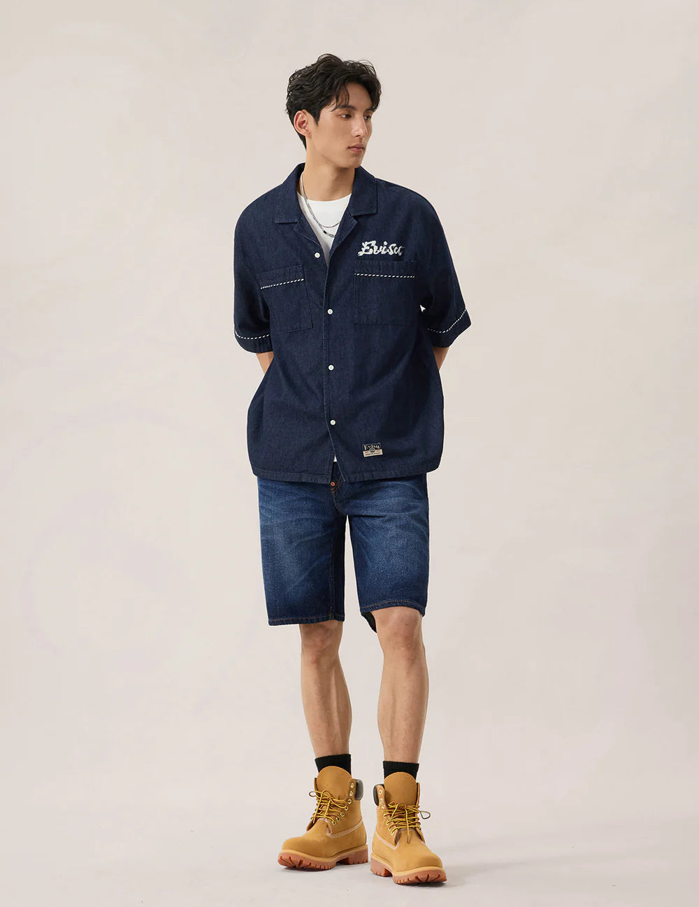 Whip-stitch Dual Pocket Boxy Denim Shirt