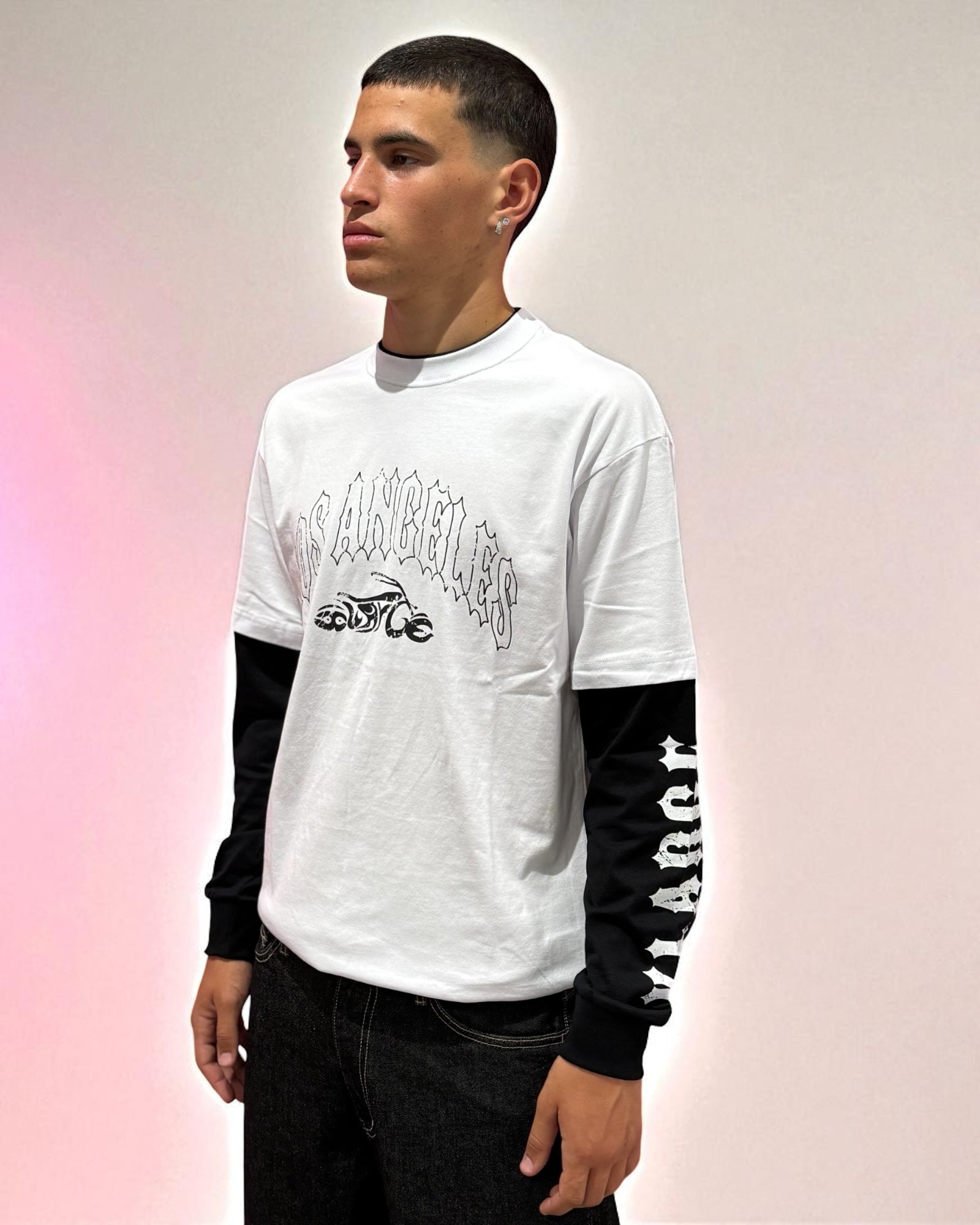 MOTORCYCLED LAYERED WHITE/B XLARGE