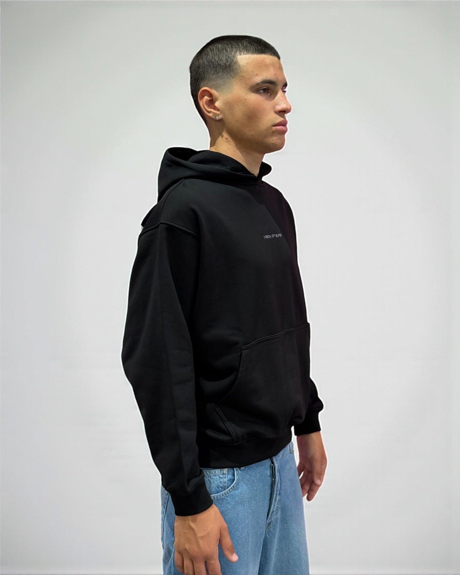BLACK HOODIE WITH PRINT ON BACK