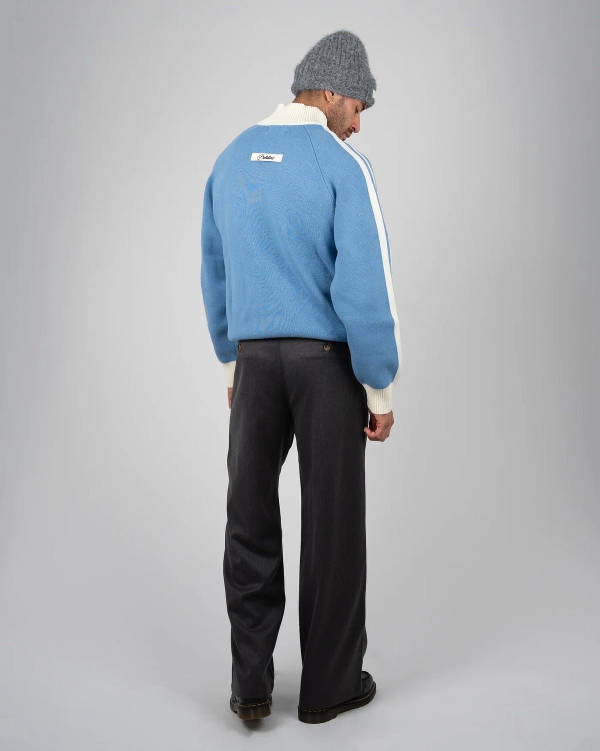 LETTERMAN KNITTED QUARTER ZIP | LIGHT BLUE