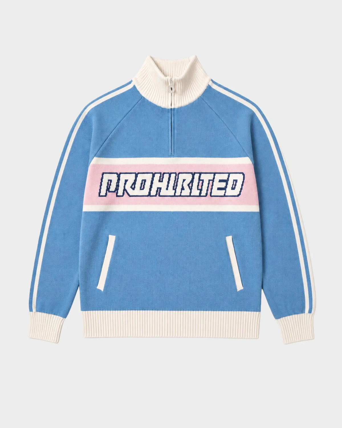 LETTERMAN KNITTED QUARTER ZIP | LIGHT BLUE