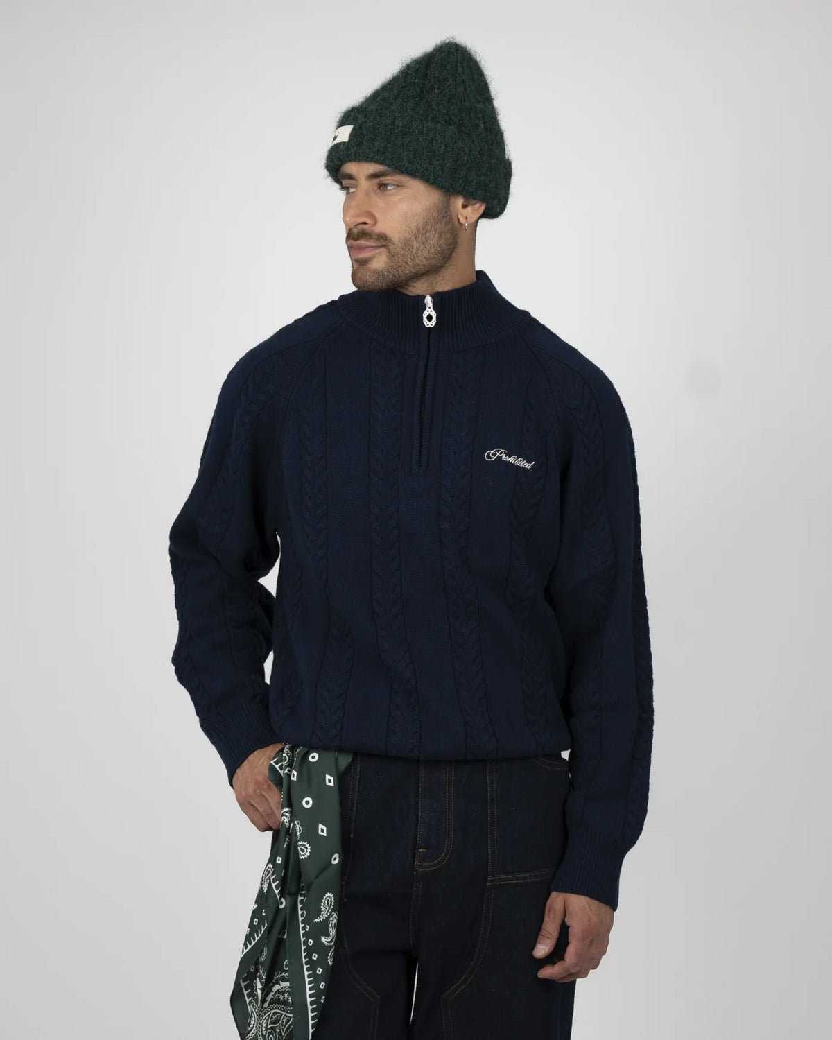 CABLE KNIT QUARTER ZIP | NAVY