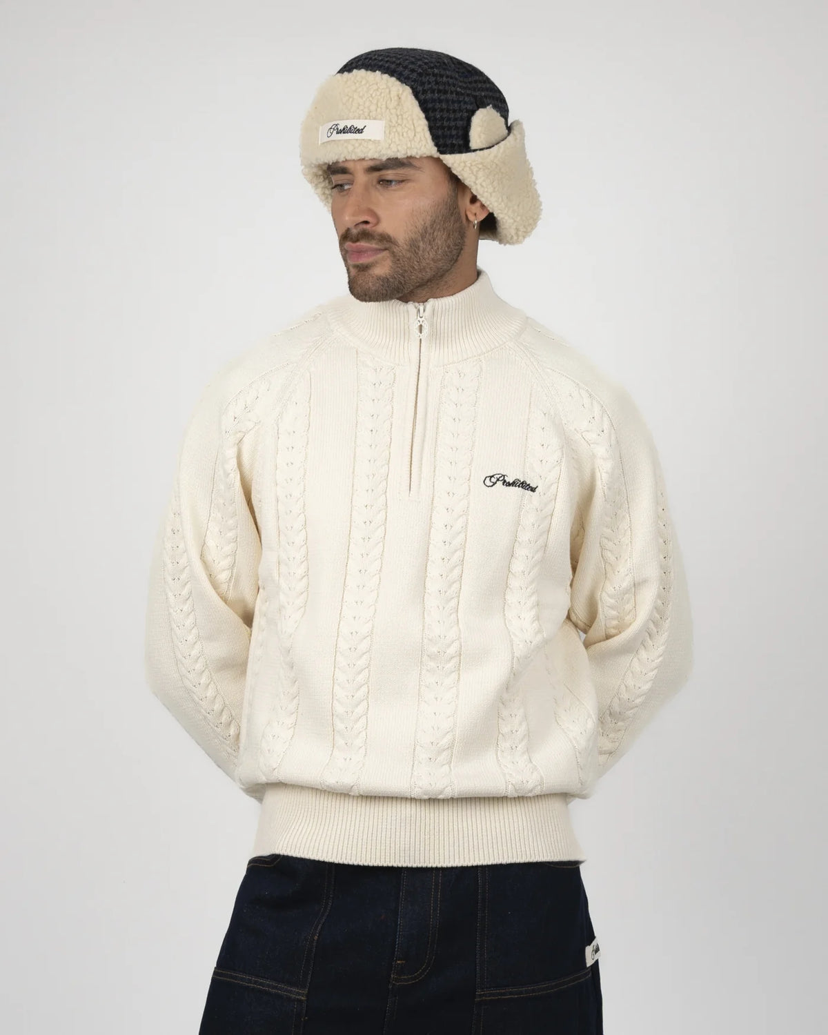 CABLE KNIT QUARTER ZIP | CREAM