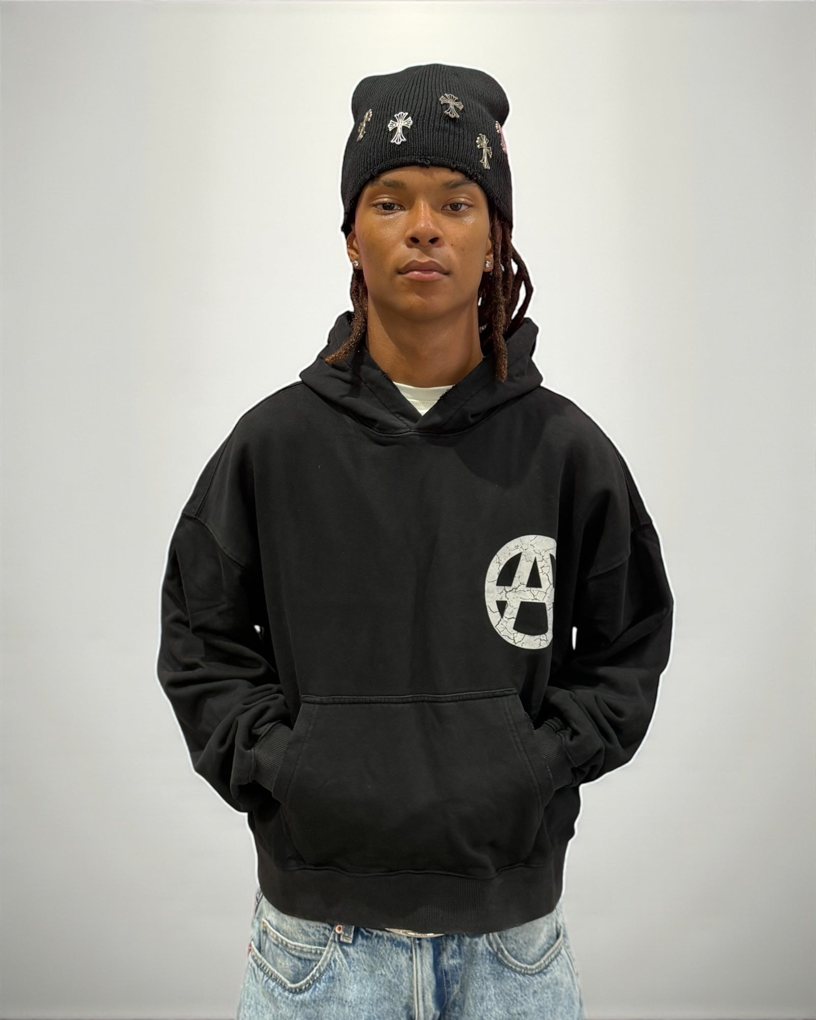 ANARCHY HOODIE WASHED BLACK