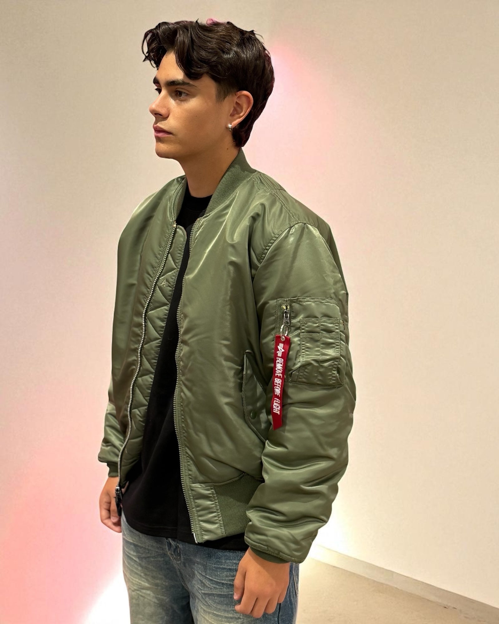 NO PROBLEMO X ALPHA INDUSTRIES MA-1 JACKET GREEN