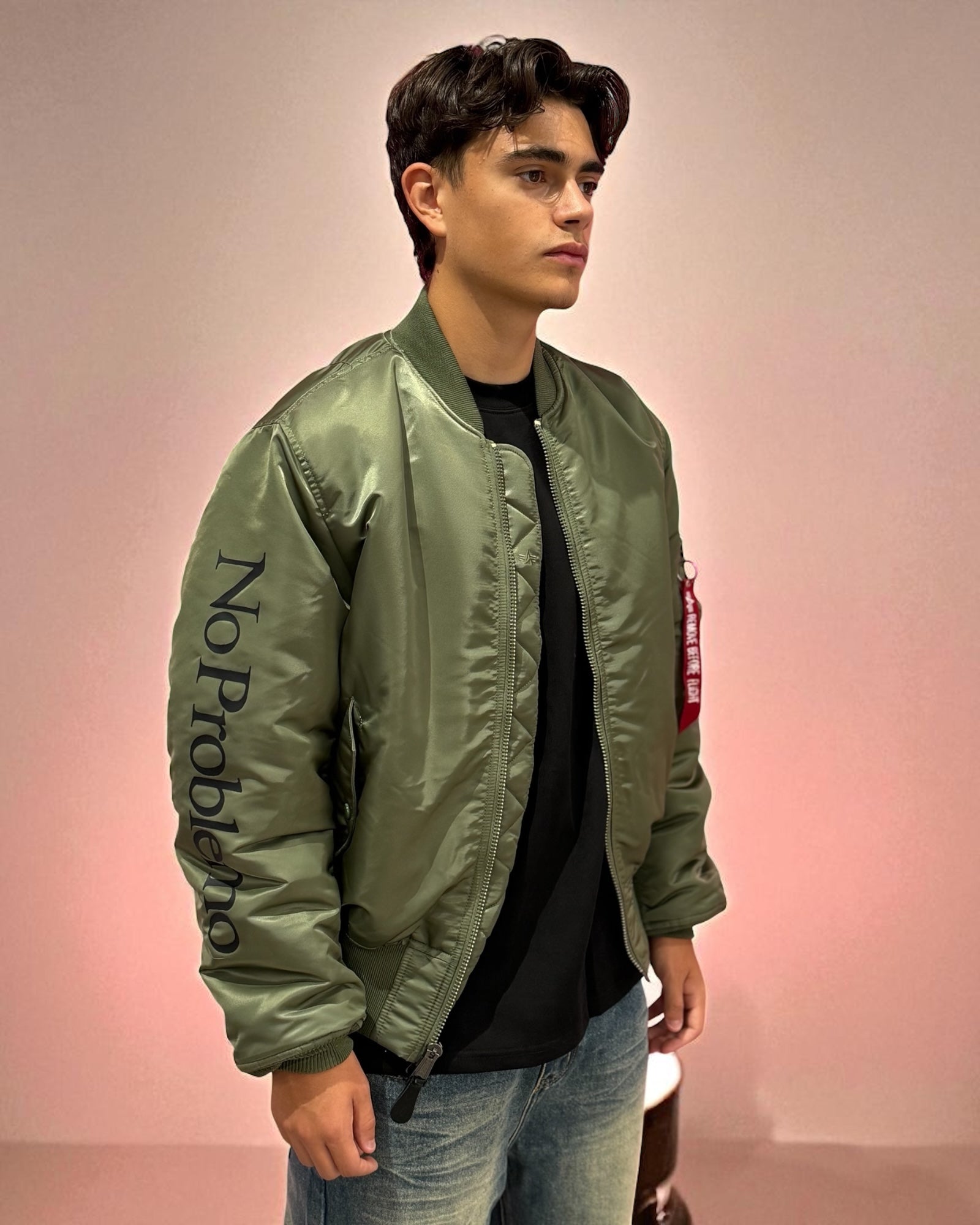 NO PROBLEMO X ALPHA INDUSTRIES MA-1 JACKET GREEN