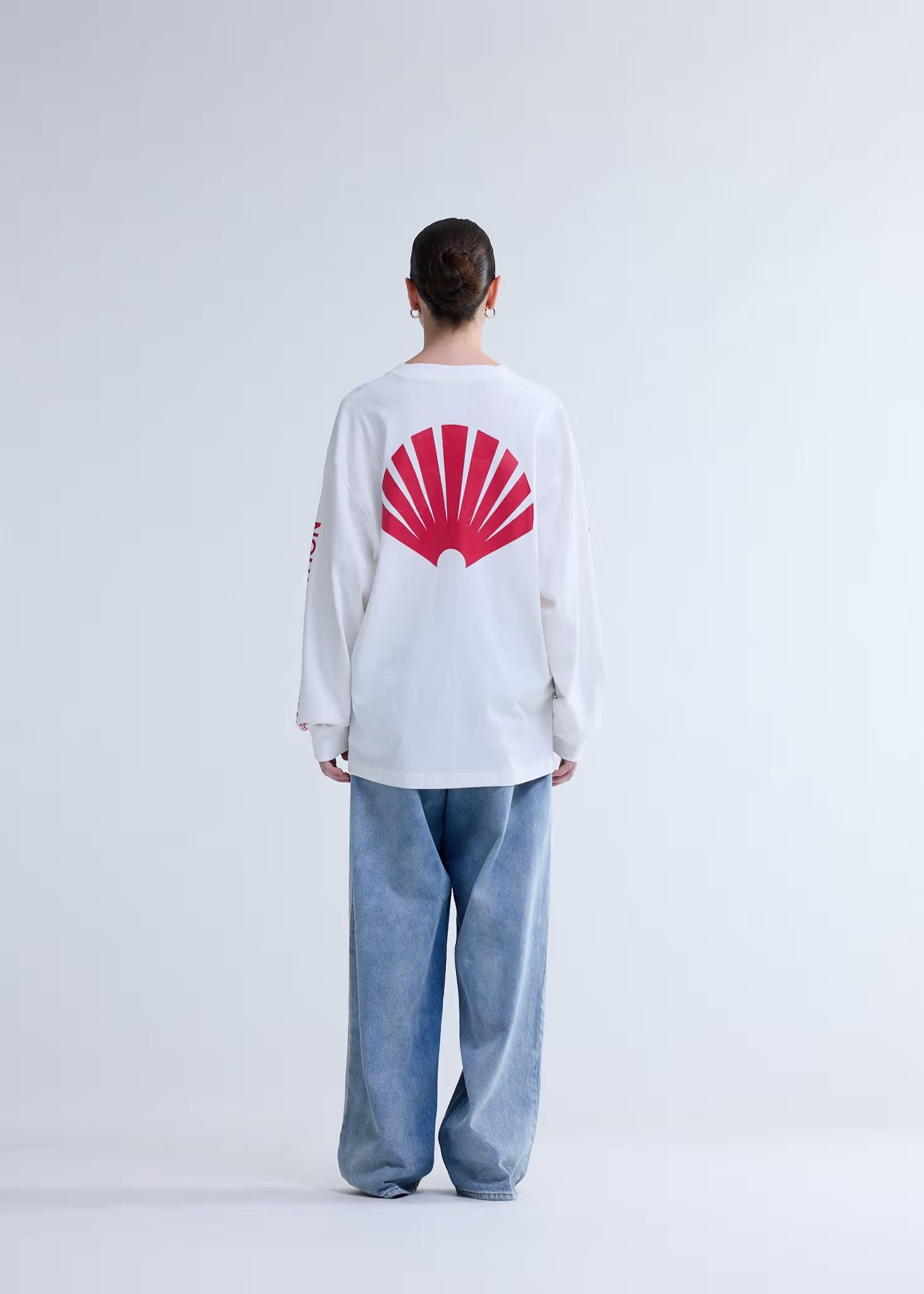 LOGO LONGSLEEVE WASHED WHITE/DEEP RED