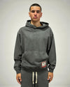 STONE WASH BLACK HOODIE WITH PATCH