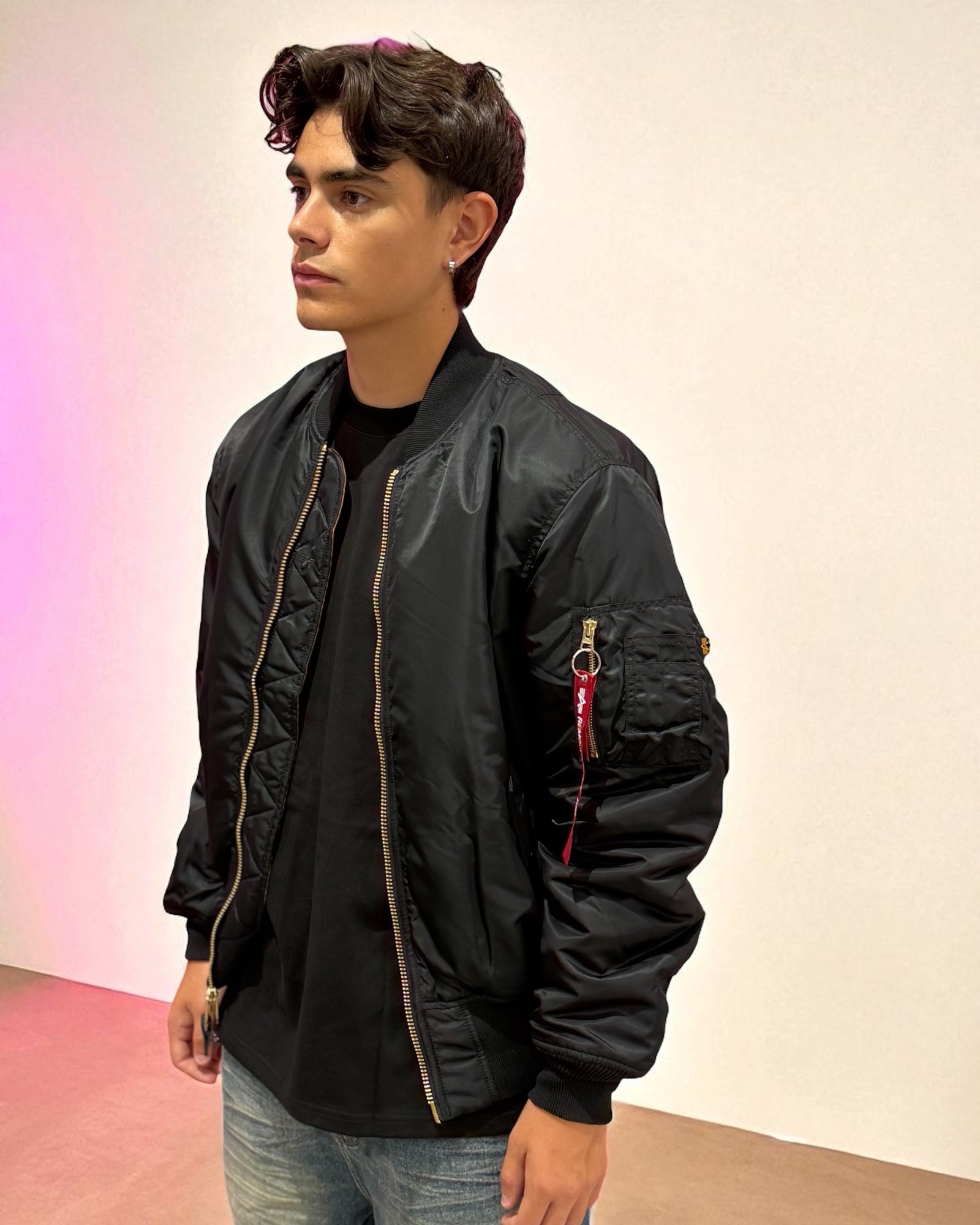 NO PROBLEMO X ALPHA INDUSTRIES MA-1 JACKET BLACK