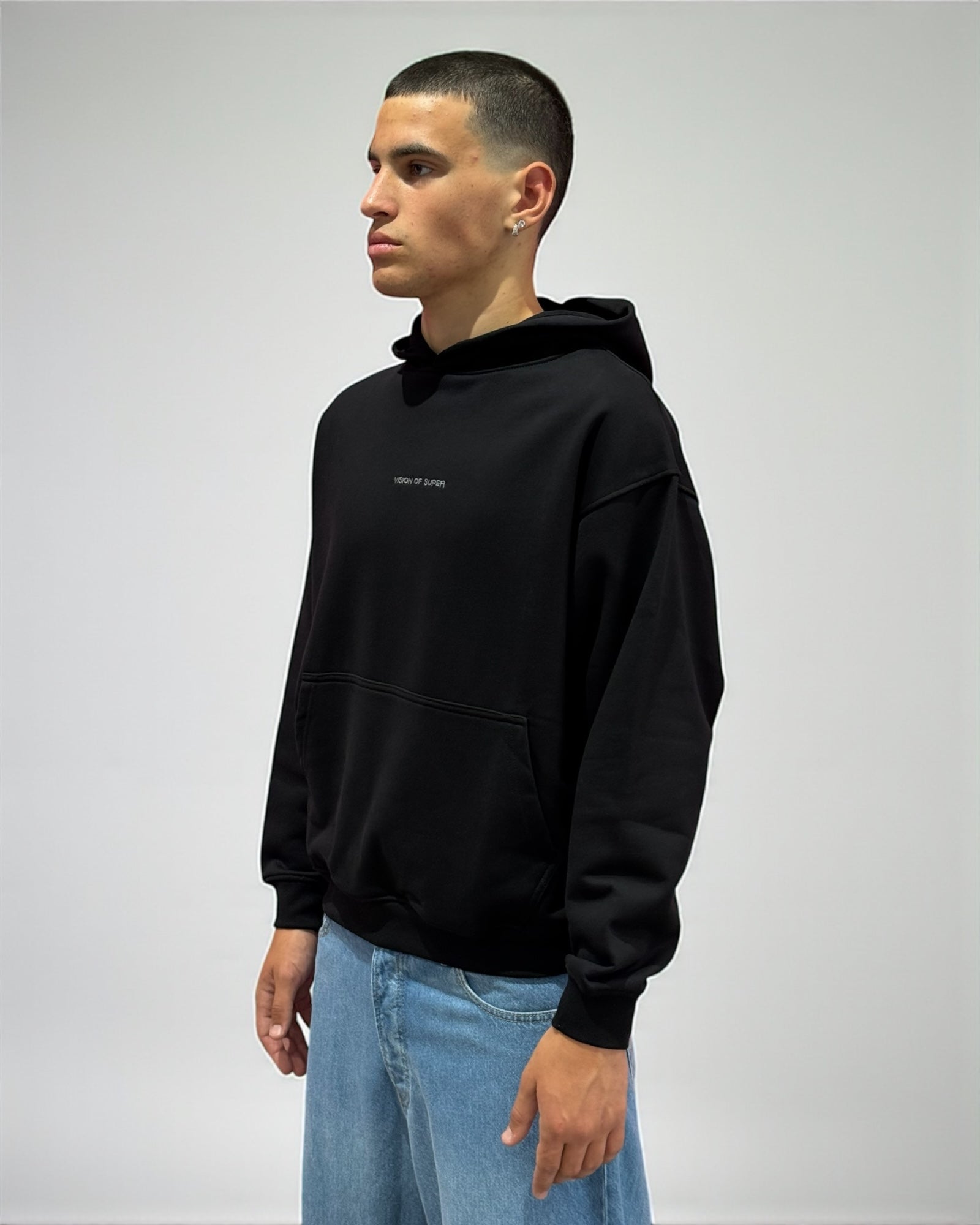 BLACK HOODIE WITH PRINT ON BACK