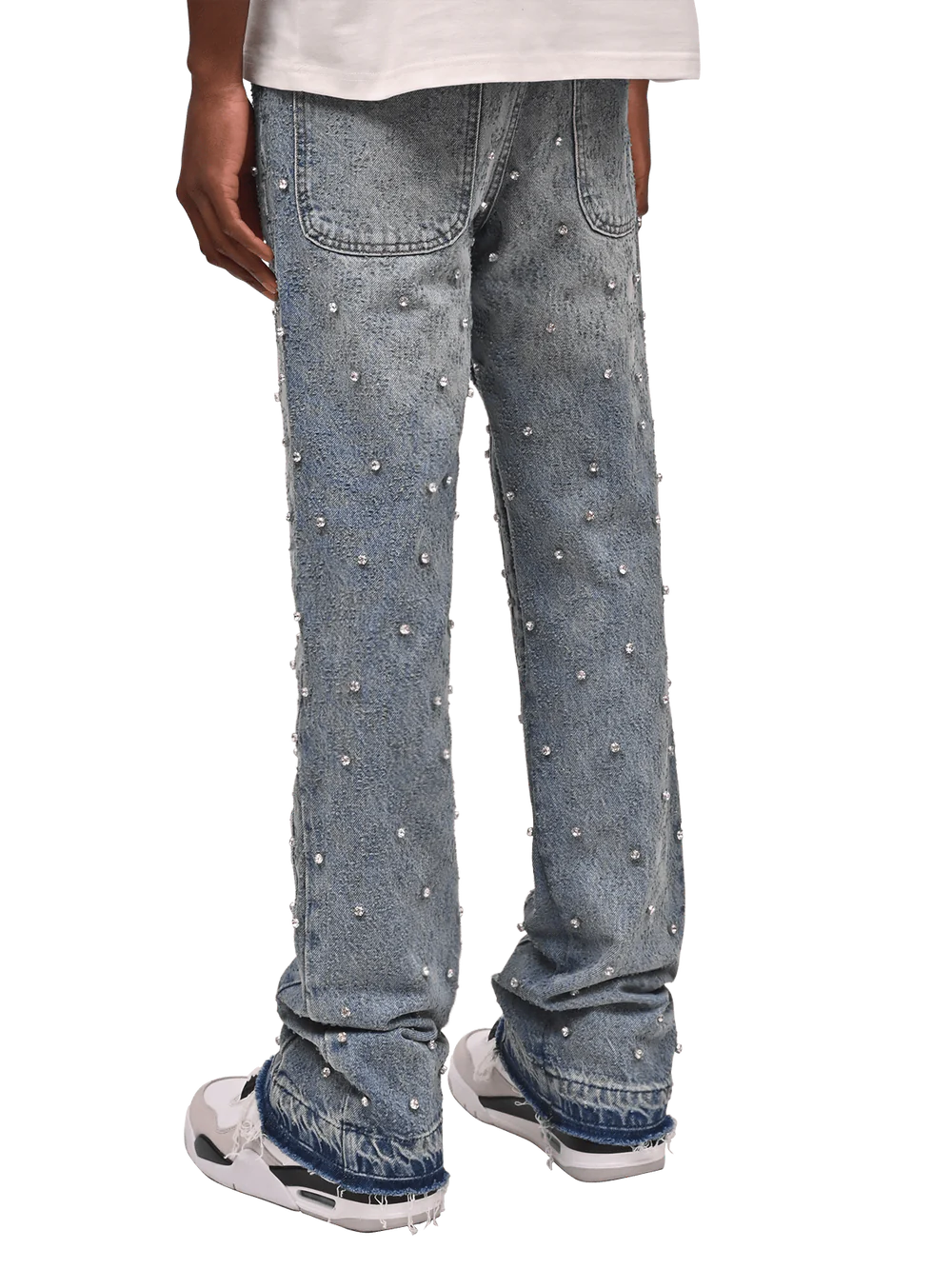 RHINESTONE FLARE DENIM - LIGHT STONE