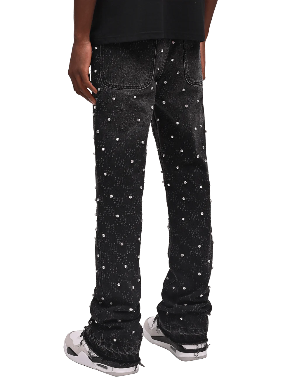 RHINESTONE FLARE DENIM - BLACK