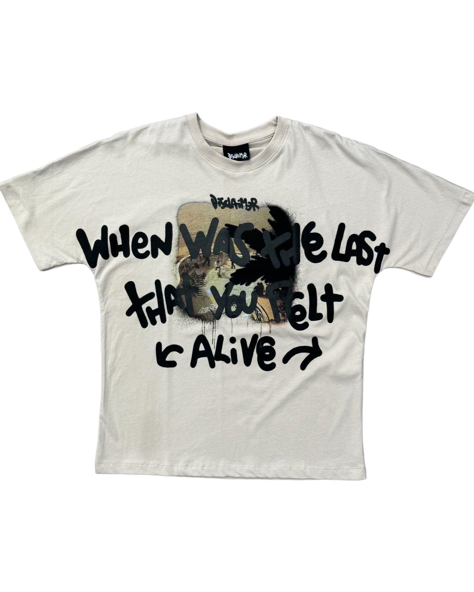 TEE BEIGE FEEL ALIVE DISCLAIMER