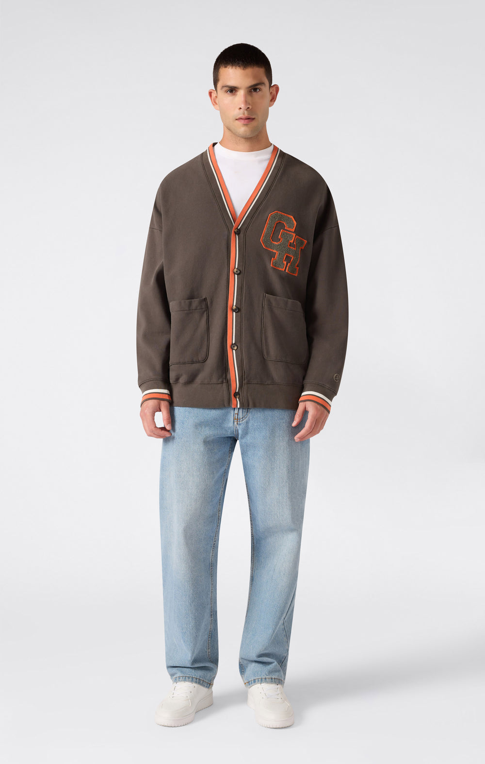 FELPA CARDIGAN UOMO REVERSE WEAVE MODERN AMETORA NERO