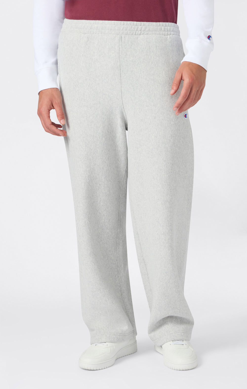 PANTALONI UOMO WIDE LEG CON INTERNO FELPATO REVERSE WEAVE GRIGIO CHIARO