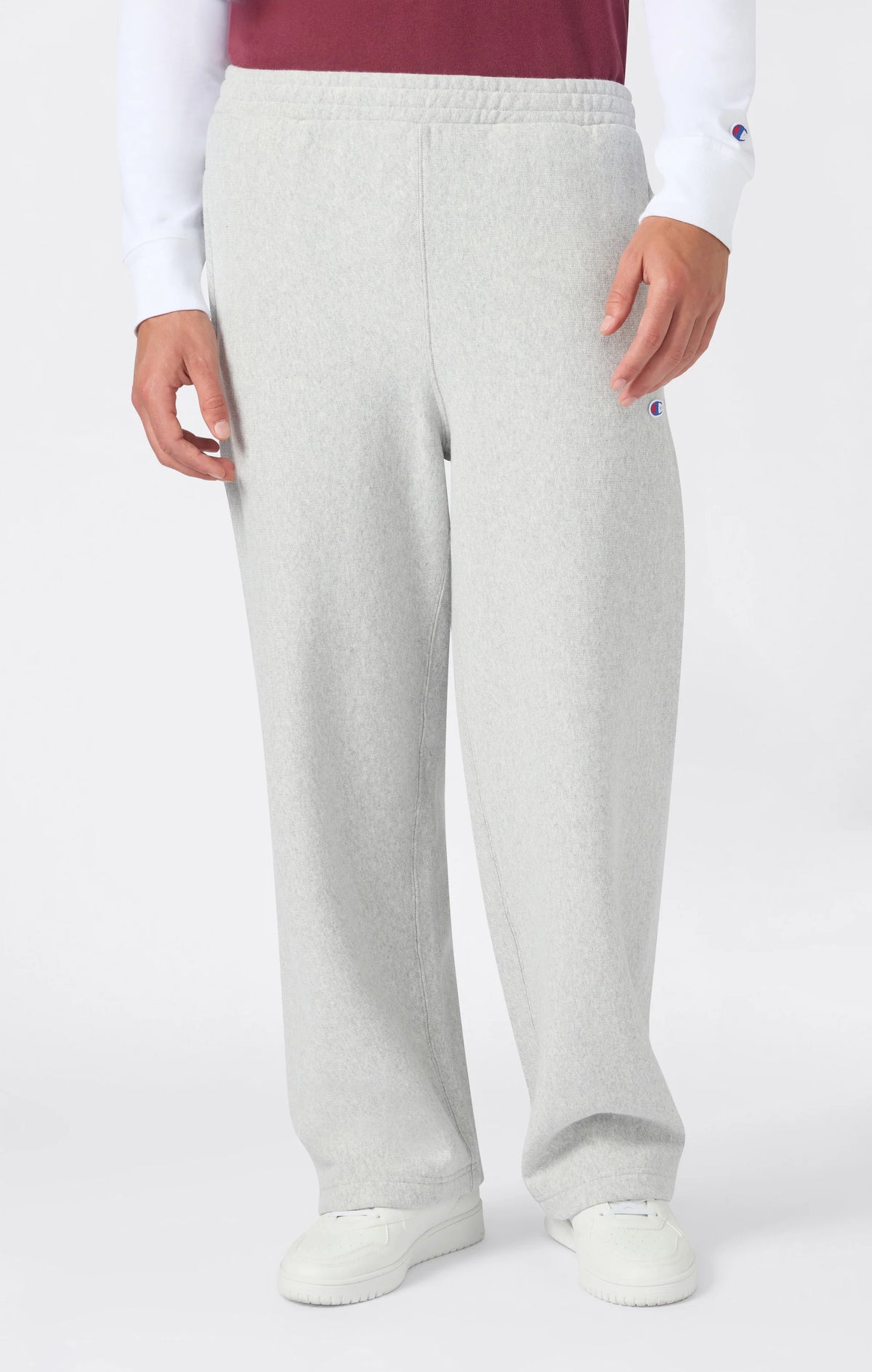 PANTALONI UOMO WIDE LEG CON INTERNO FELPATO REVERSE WEAVE GRIGIO CHIARO