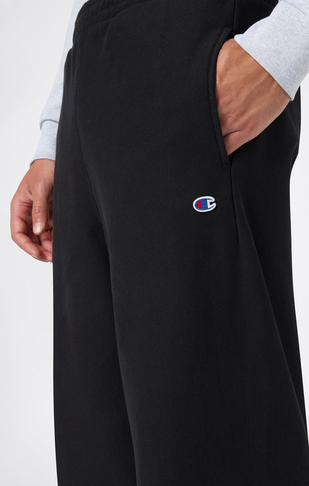 PANTALONI UOMO WIDE LEG CON INTERNO FELPATO REVERSE WEAVE NERO