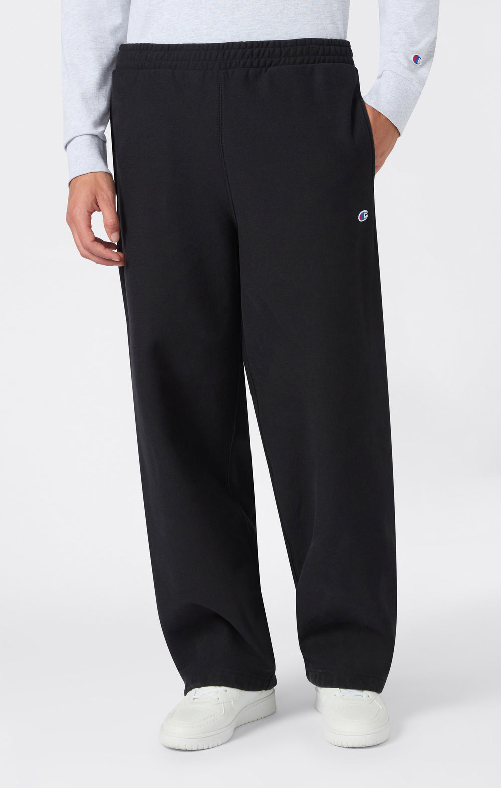 PANTALONI UOMO WIDE LEG CON INTERNO FELPATO REVERSE WEAVE NERO