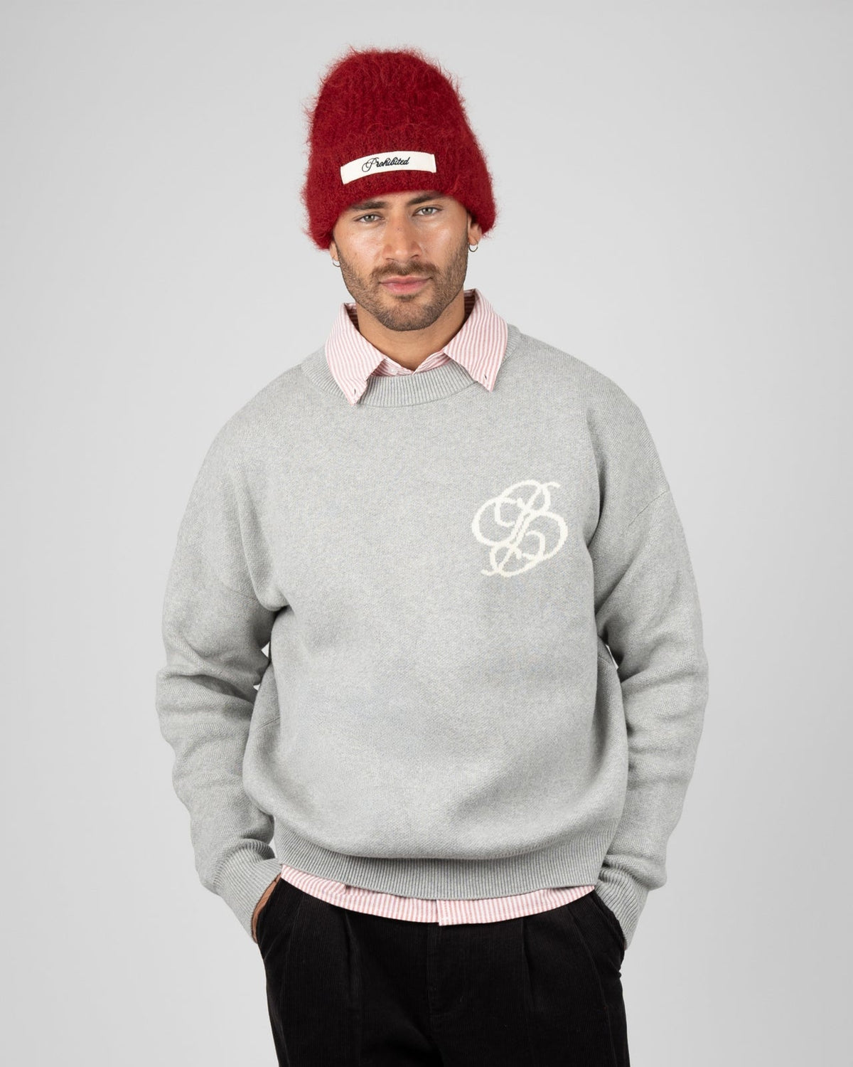 ACADEMY KNIT SWEATER GREY MELANGE