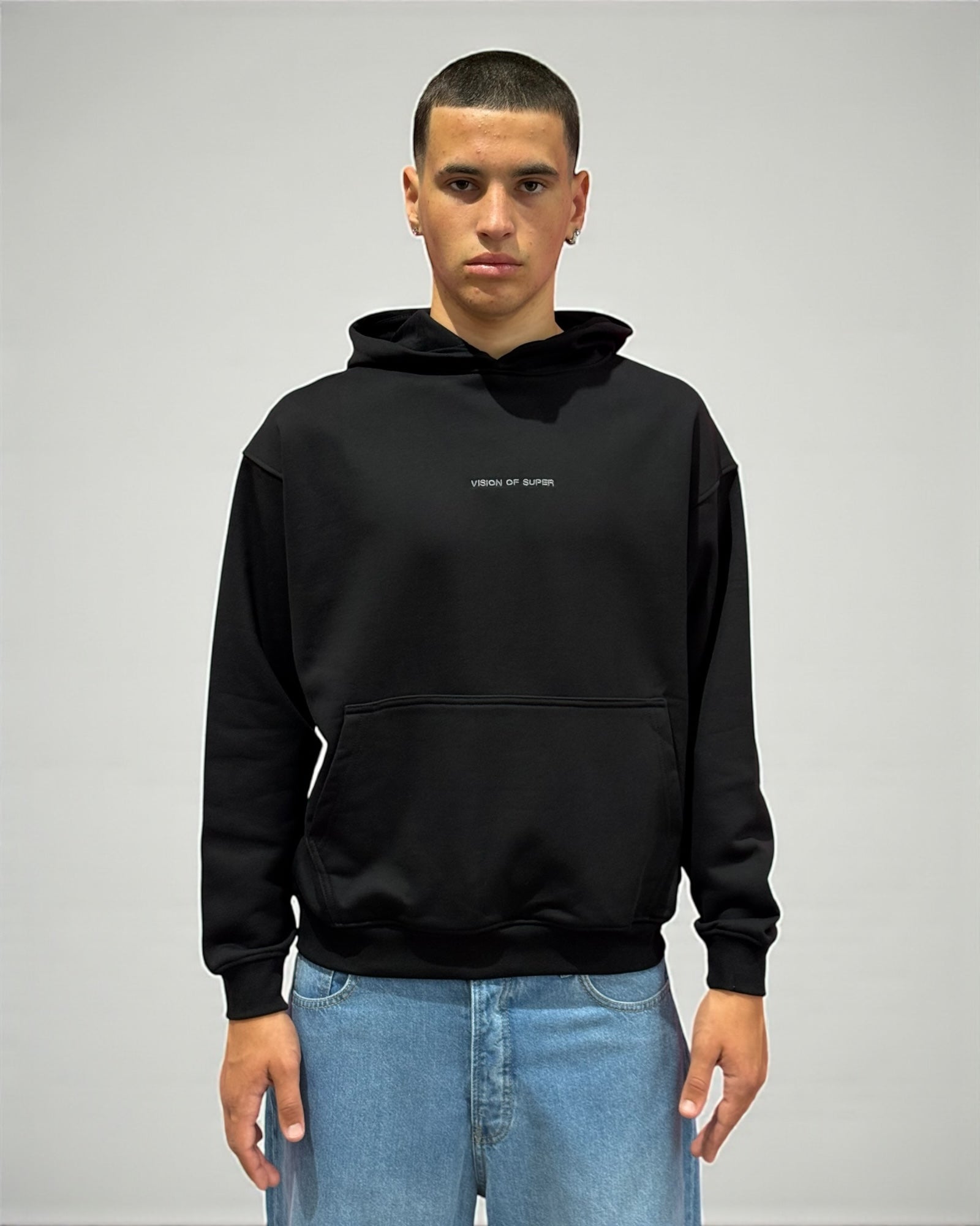 BLACK HOODIE WITH PRINT ON BACK