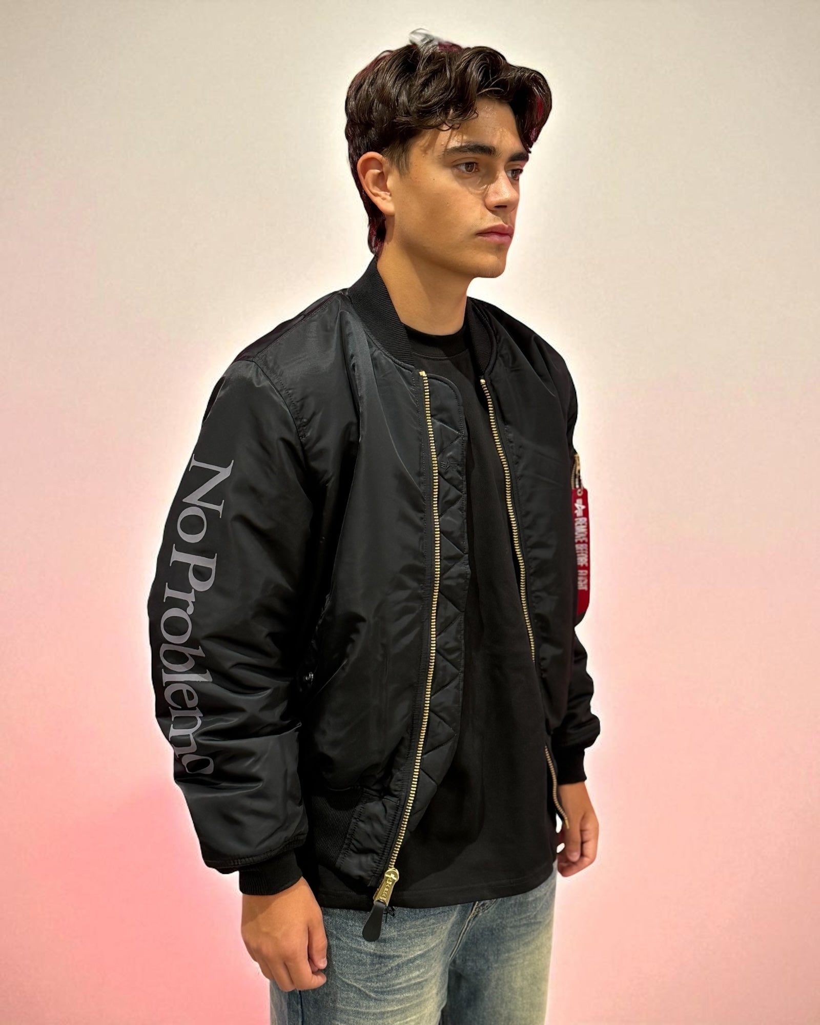NO PROBLEMO X ALPHA INDUSTRIES MA-1 JACKET BLACK