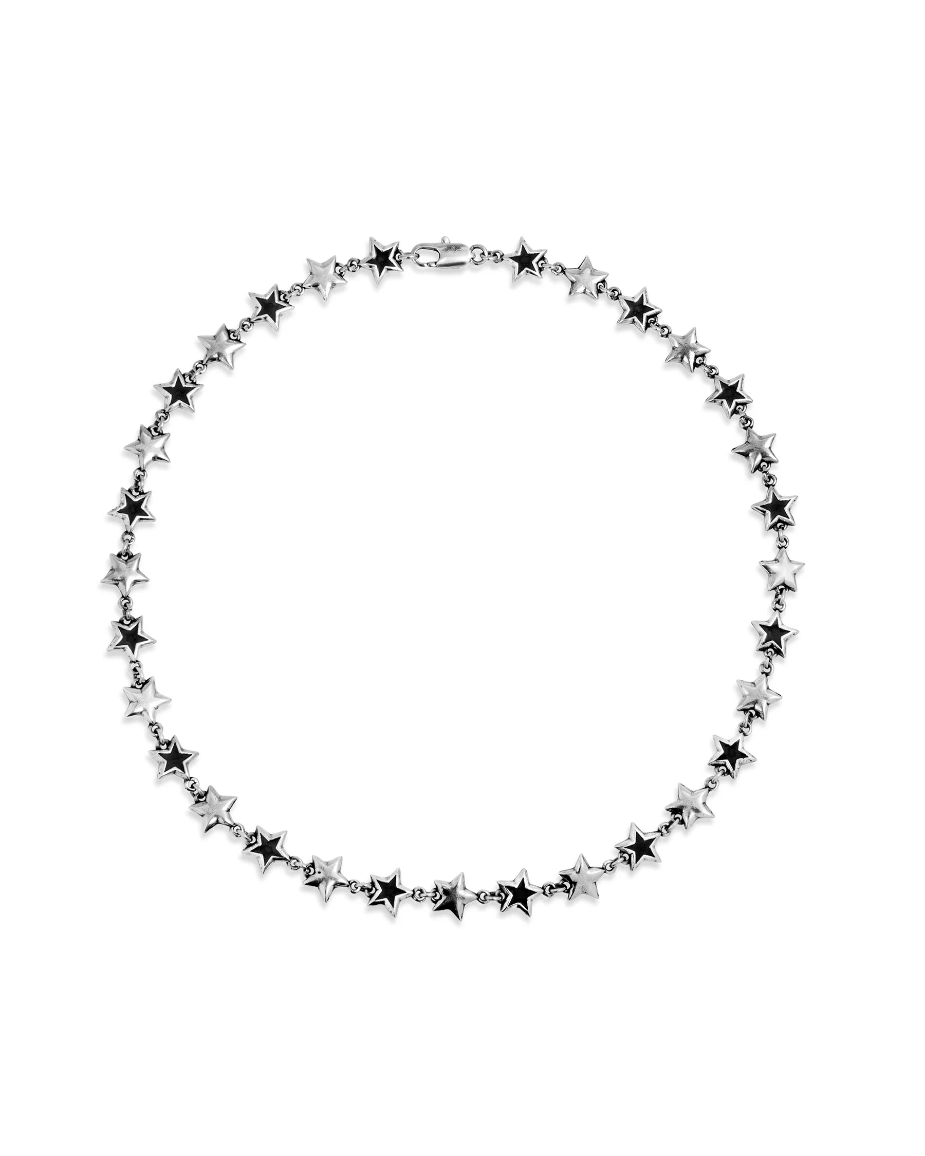 BLACK ENAMELED STARS NECKLACE